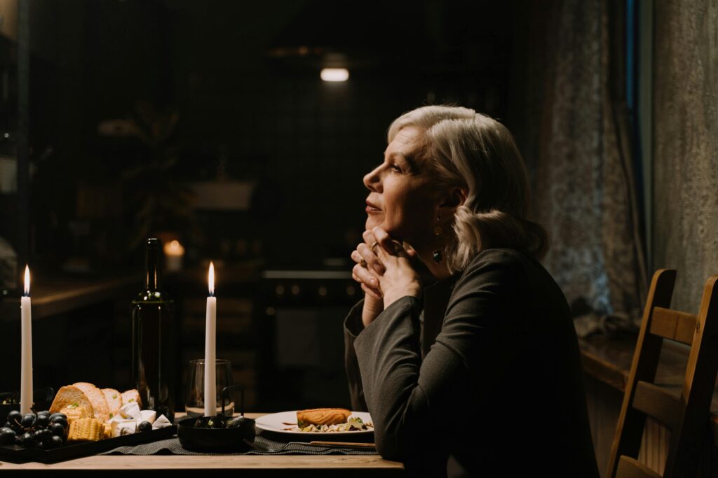 A woman quietly rediscovering herself after a long marriage ends